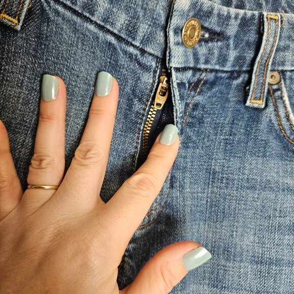 7 For All Mankind Womens Denim Blue A Pocket Flare Jeans Soft Stretch Size 29 - Picture 7 of 13